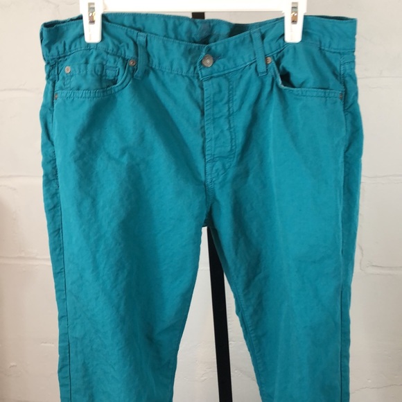 7 For All Mankind Standard Straight Leg Pants Size 36 Button Fly Teal #f12 - Picture 2 of 7